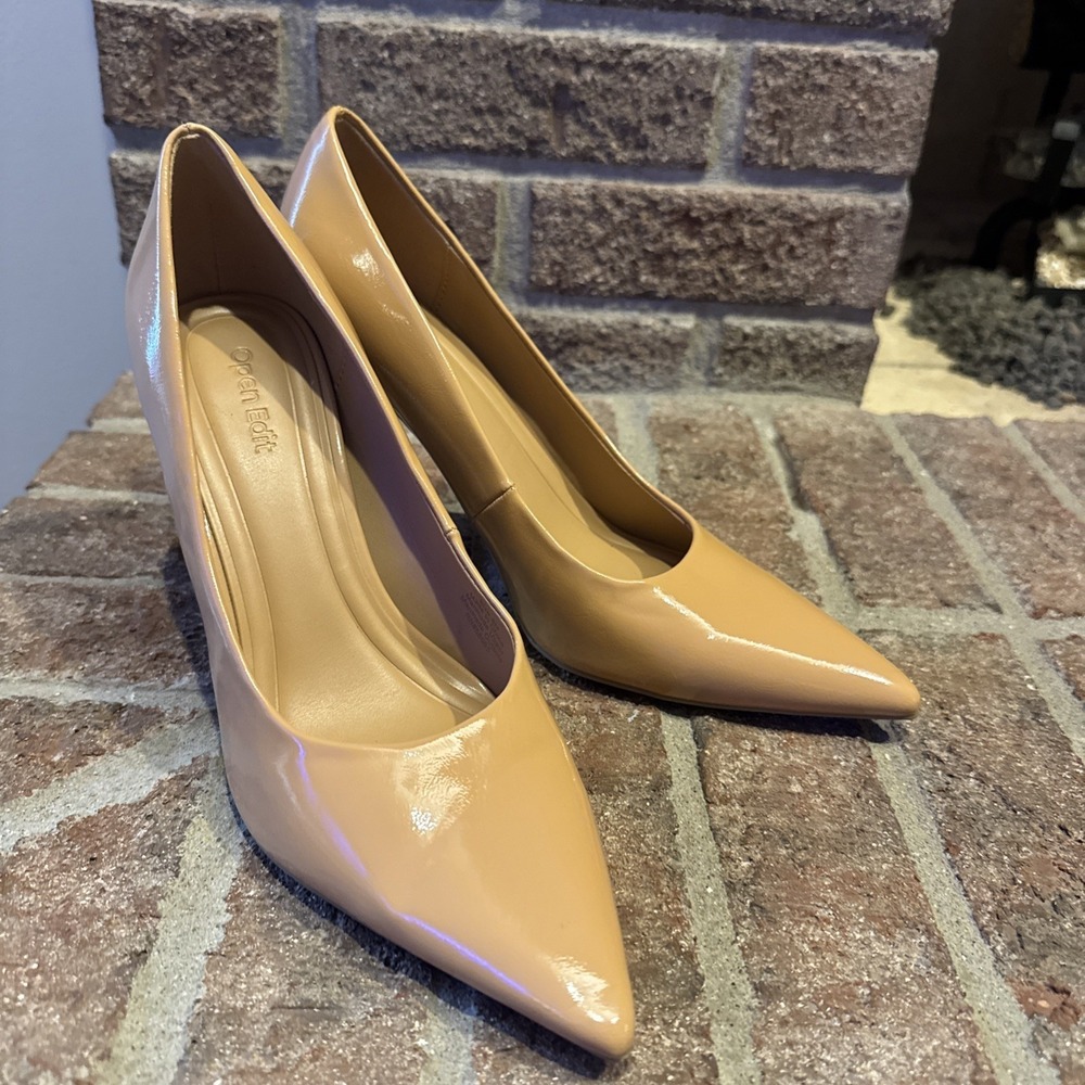 Open Edit Demetra Pointed Toe Pump Shoes Stilleto  Womens Beige Size‎ 8M #594